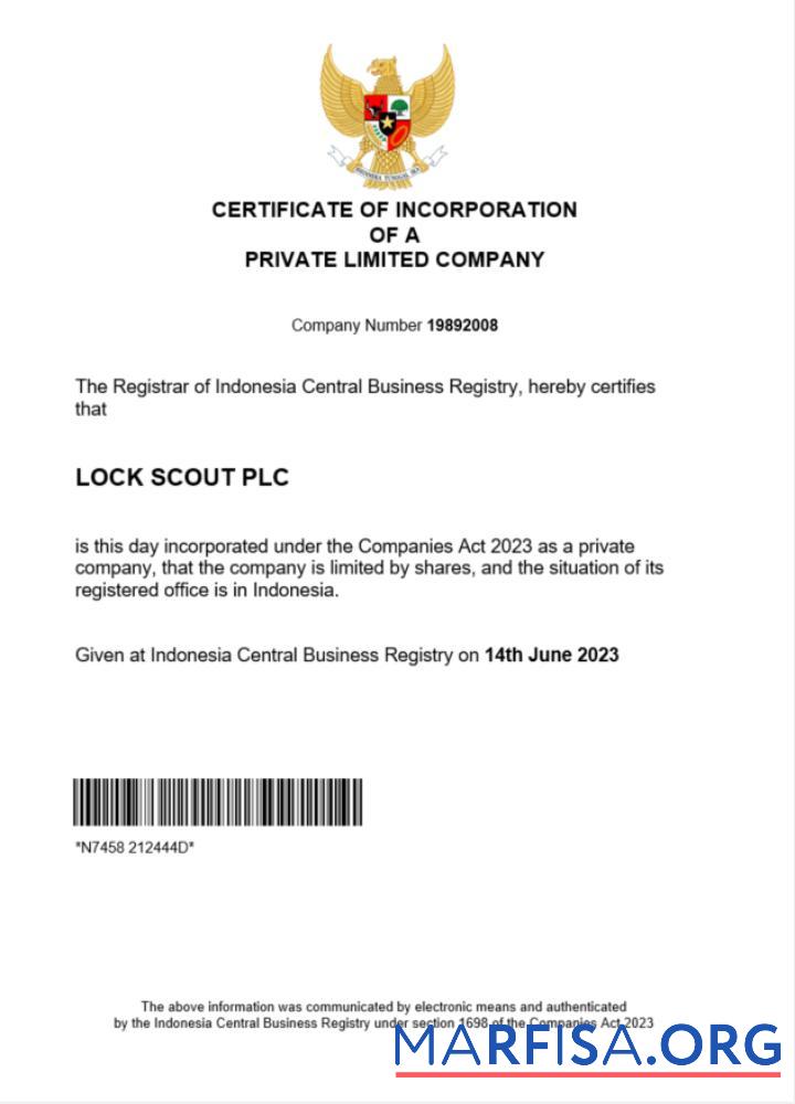 Downloadable Indonesia certificate of registration Word and PDF template